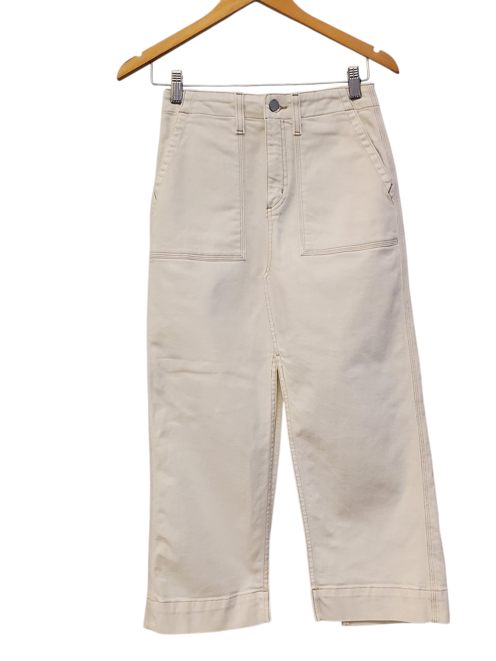 AG Adriano Goldschmied Cream Denim Pants with Branded Waist Tag Size 24